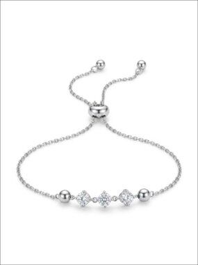 0.28 CTTW Lab Grown Diamond Bracelet, 925 Sterling Silver, Adjustable Chain